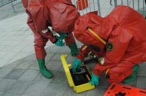 Hazardous Materials Technicians working at an exercise. 