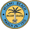 Miami Beach seal with palm tree emblem.